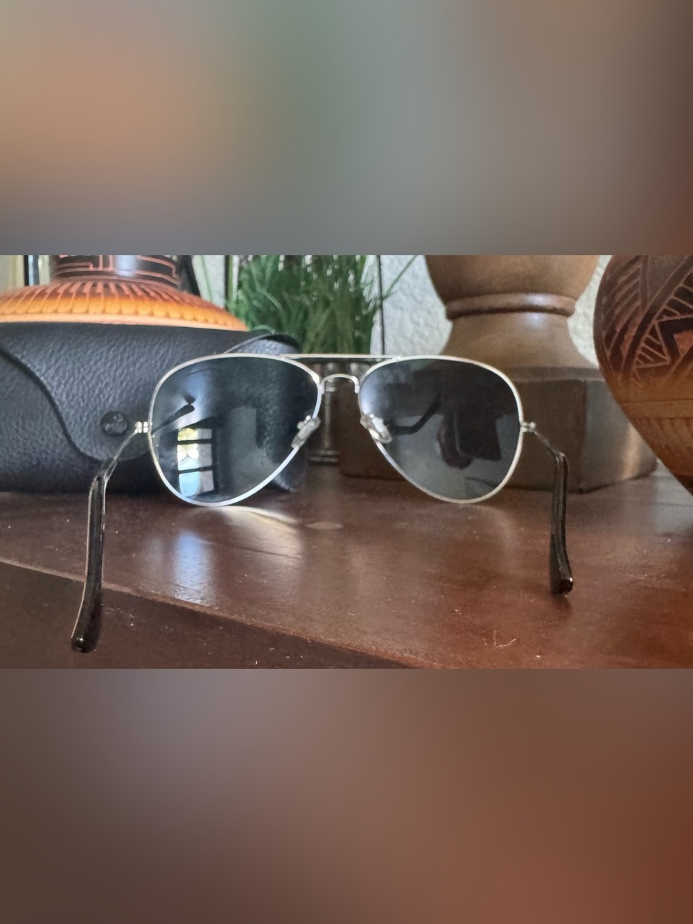 Ray Ban Aviator Sunglasses with Silver Frame and Black Lenses - Picture 3 of 6